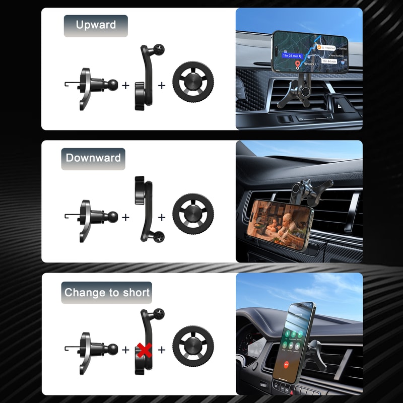 Magnetic Car Phone Holder Mount Fits For MagSafe Car Strong Magnets Easy Install Never Blocks Vent 4