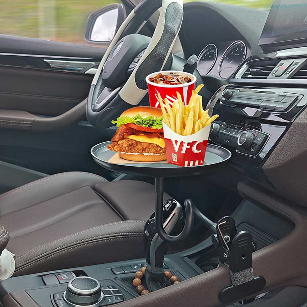 Multipurpose Car Dining Tray Round Beverage Phone Holder For Road Trips 5