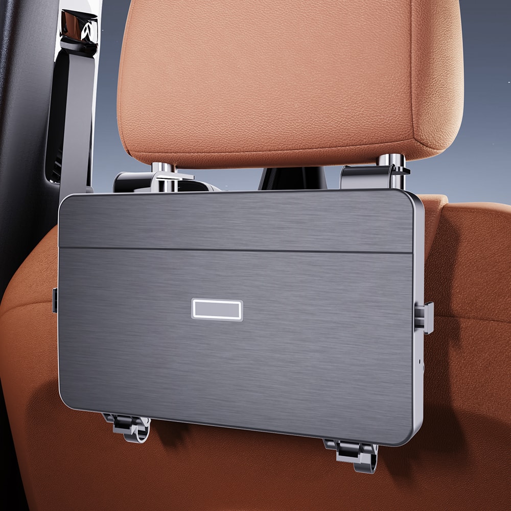 Backseat Organizer With Foldable Tray Dual Cup Holders Phone Slot Lrbh Premium Plastic Vehicle Seat 3