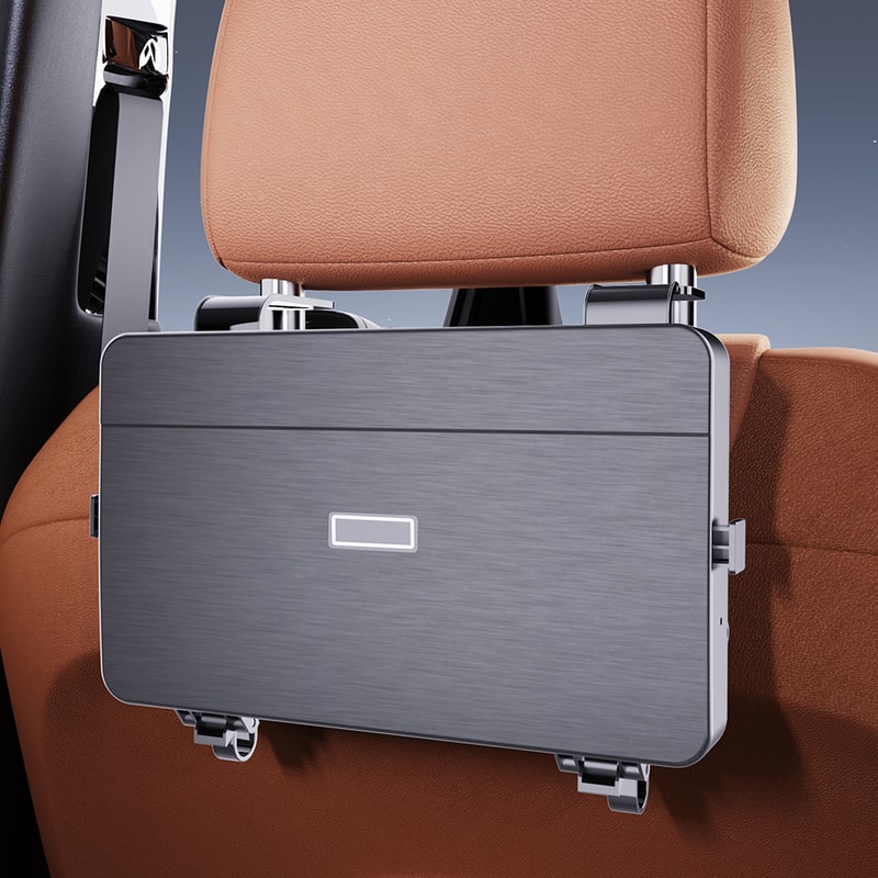 Backseat Organizer With Foldable Tray Dual Cup Holders Phone Slot Lrbh Premium Plastic Vehicle Seat 3