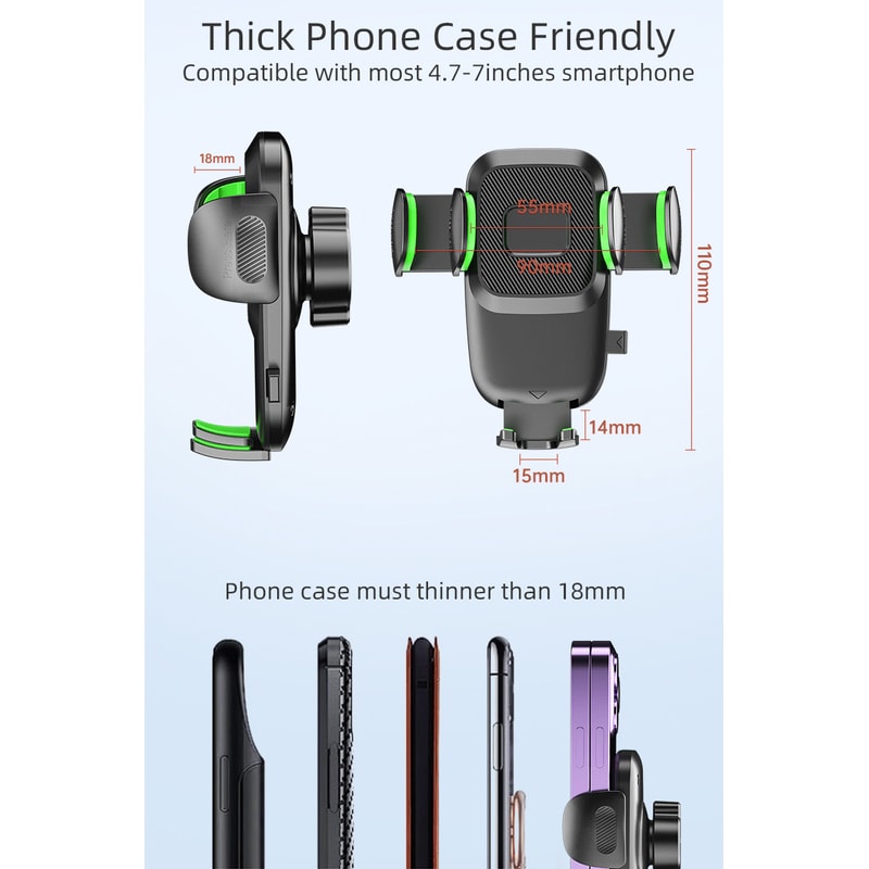 Suction Cup Phone Mount For Car Windshield Dashboard Cell Phone Holder For Trucks 4