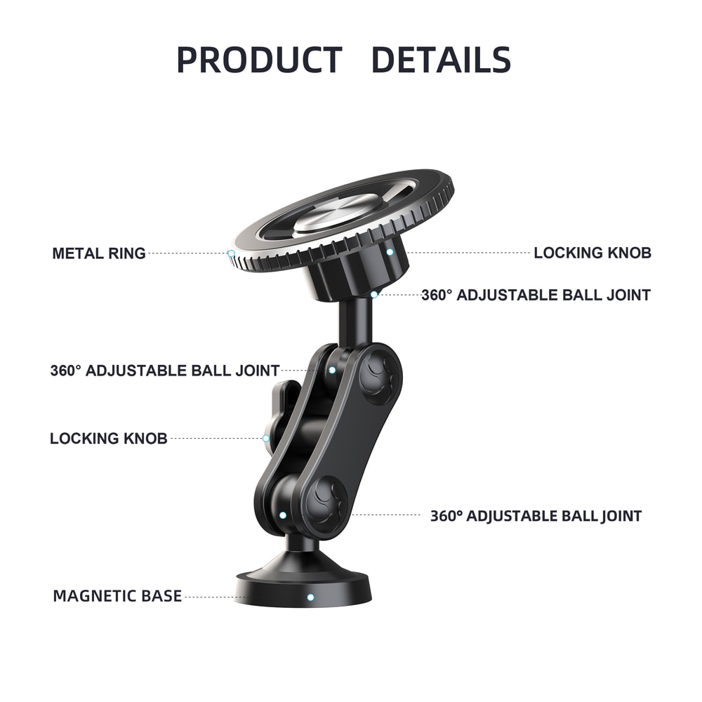 Adjustable Dual Ballhead Magic Arm Phone Mount Magnetic Base For Any Ferrous Metal Surface 7
