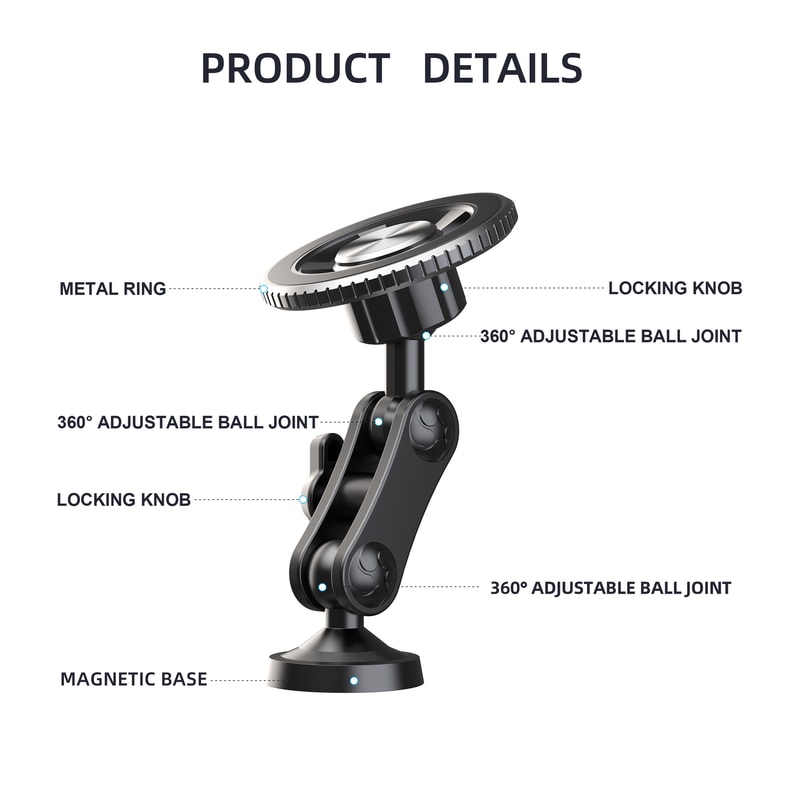 Adjustable Dual Ballhead Magic Arm Phone Mount Magnetic Base For Any Ferrous Metal Surface 7