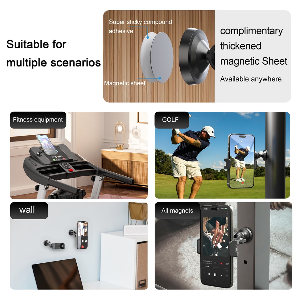 Adjustable Dual Ballhead Magic Arm Phone Mount Magnetic Base For Any Ferrous Metal Surface 5