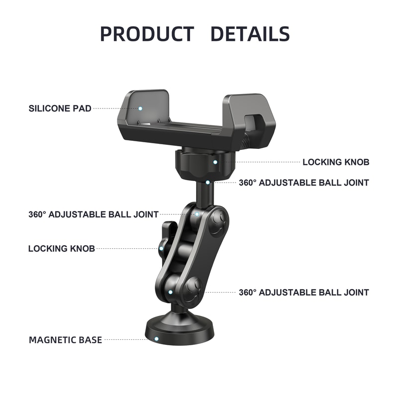 Adjustable Dual Ballhead Magic Arm Phone Mount Magnetic Base For Any Ferrous Metal Surface 8