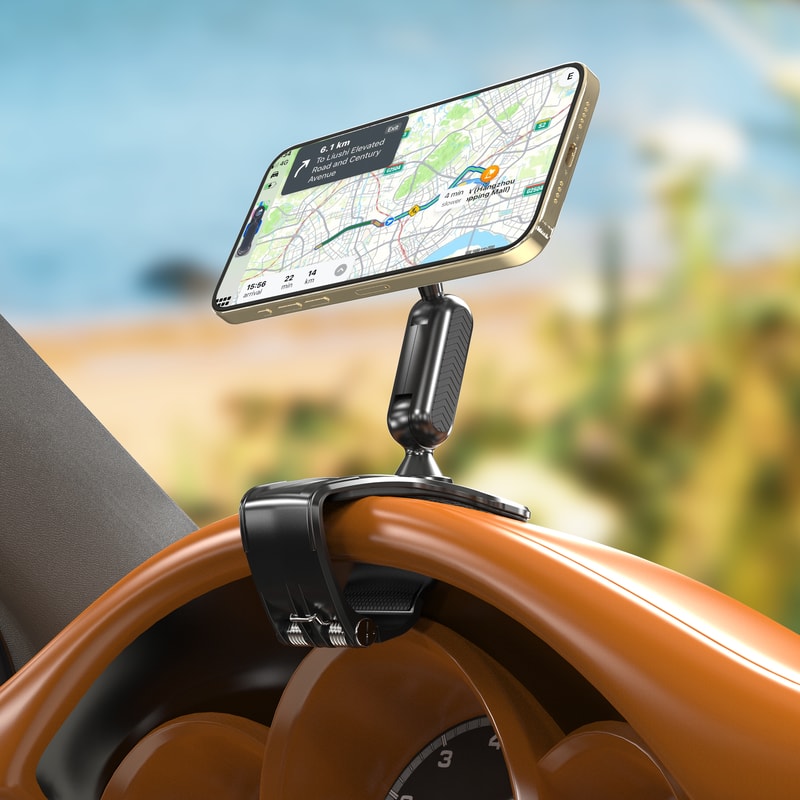 Car Phone Holder Magnetic Rotation Dashboard Clip Strong Compression Clamp For Smartphones 1