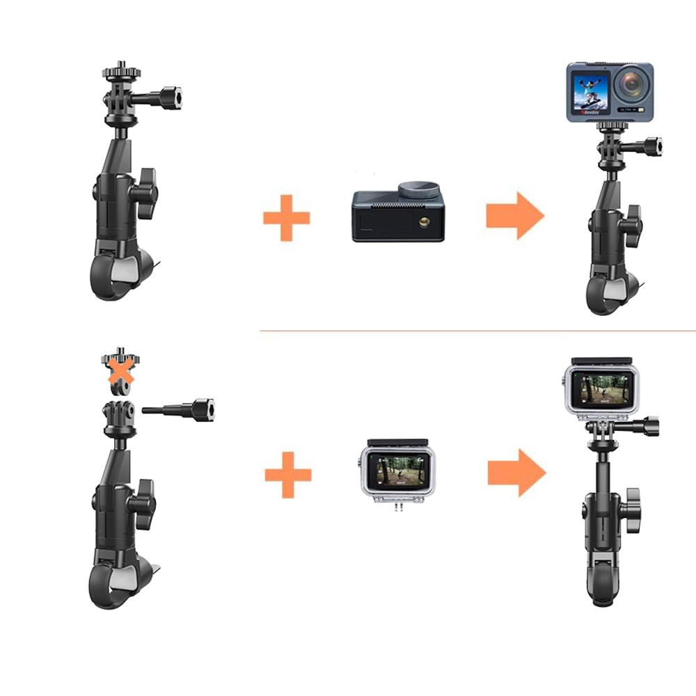 Clamp Mount Bike Holder LRBH Camera Handlebar Mount Ball Join For GoPro DJI Motorcycle Pipes Instal 5