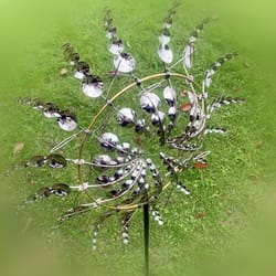 wind powered kinetic sculpture, unique and magical metal windmill, yard and garden decor toys