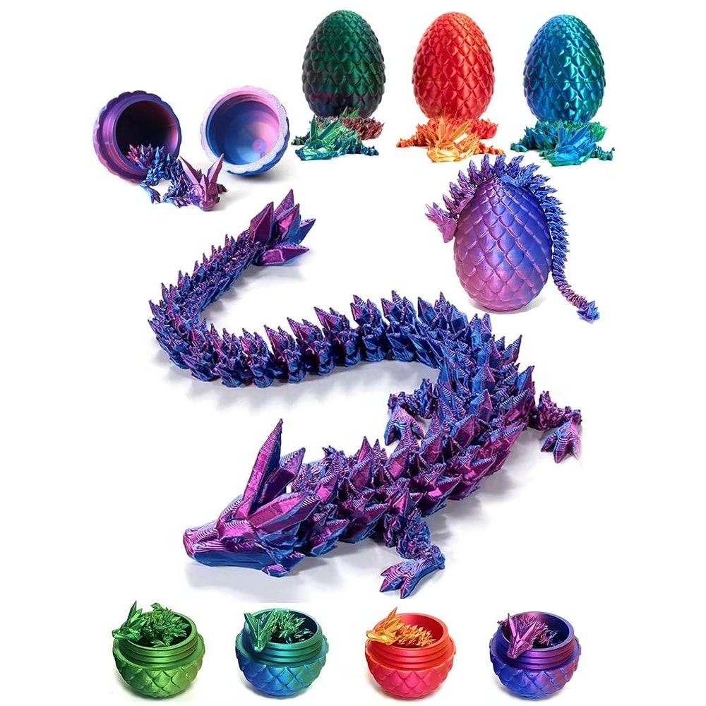 Full Articulated Dragon Model, Dragon Egg with Dragon, Movable Rotatable Desktop Ornament Toy for Kids