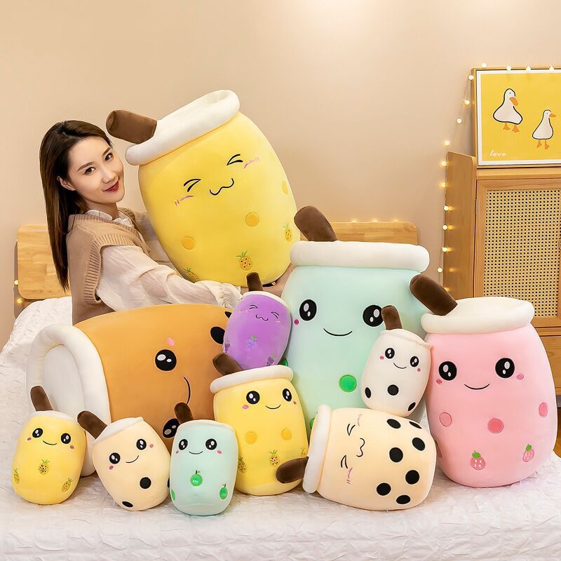 Kawaii Plush Toys Soft Boba Plush Bubble Tea Pillow For Babies 2