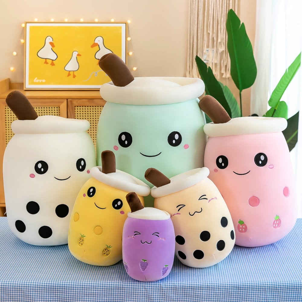 Kawaii Plush Toys Soft Boba Plush Bubble Tea Pillow For Babies 0