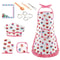 Kids Apron for Little Girls, Pink Chef Baking Set, Kitchen Cooking Play House Tools for Pretend Play Simulation