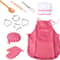 Kids Apron for Little Girls, Pink Chef Baking Set, Kitchen Cooking Play House Tools for Pretend Play Simulation