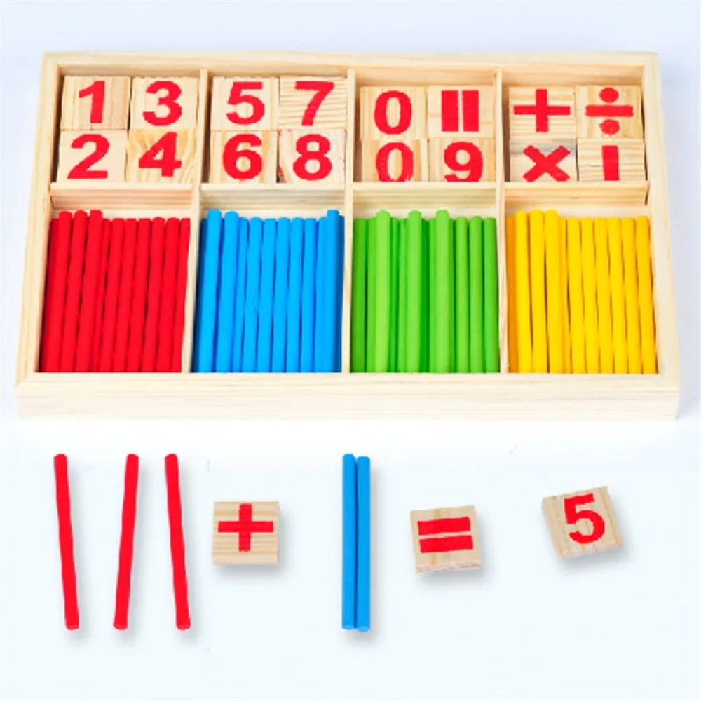 Wooden Digital Stick Educational Toys for Children, Montessori Math Teaching Aid for Knowledge
