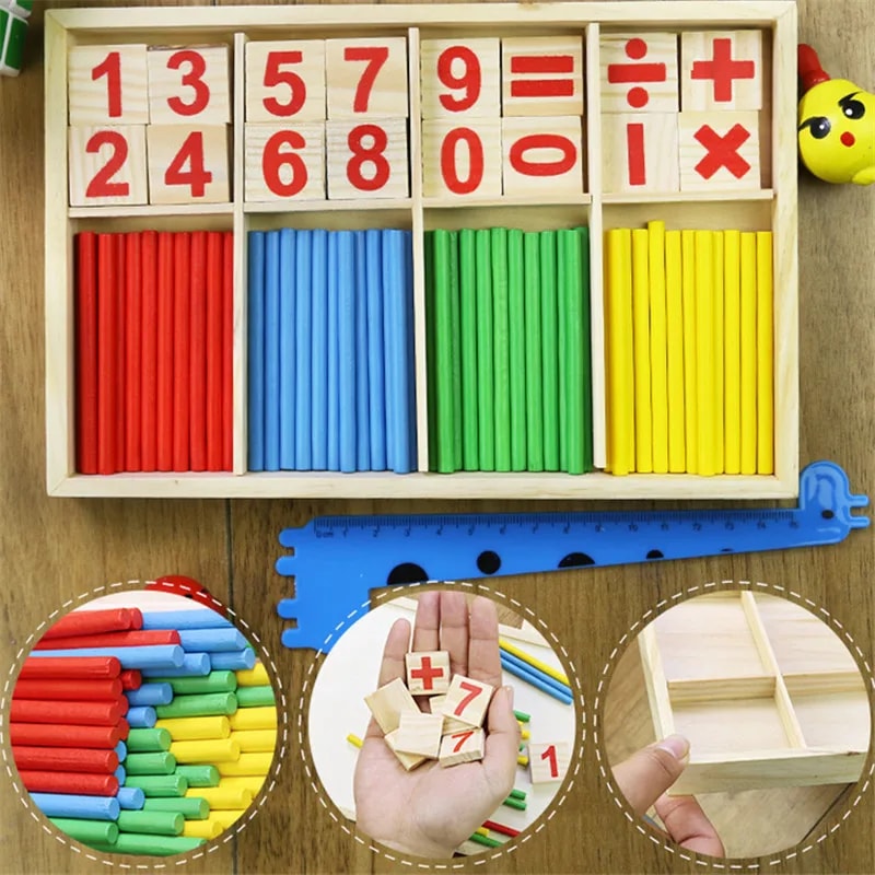 Wooden Digital Stick Educational Toys for Children, Montessori Math Teaching Aid for Knowledge