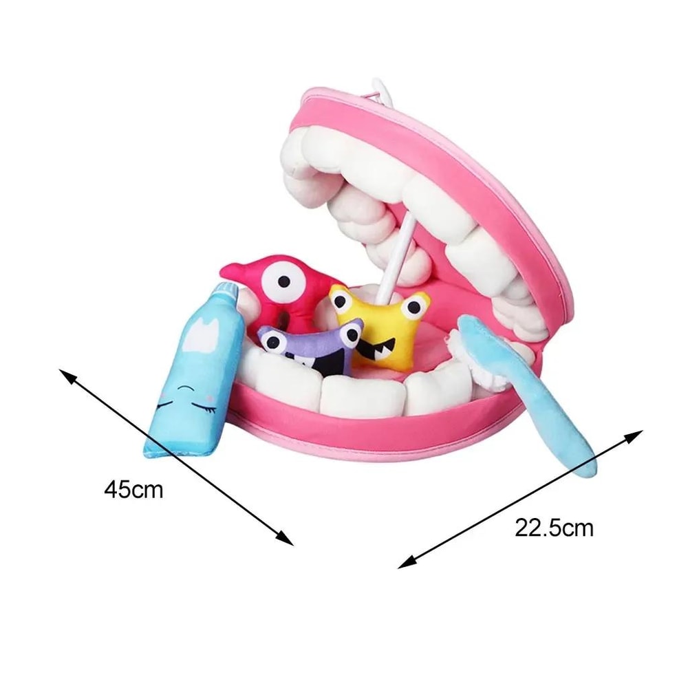 Plush Toy Tooth Model Set for Young Children, Cartoon Toothbrush, Learning to Brush Teeth Game