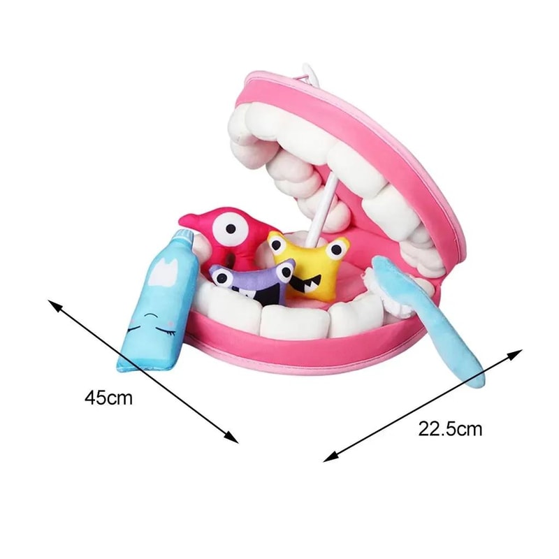 Plush Toy Tooth Model Set for Young Children, Cartoon Toothbrush, Learning to Brush Teeth Game