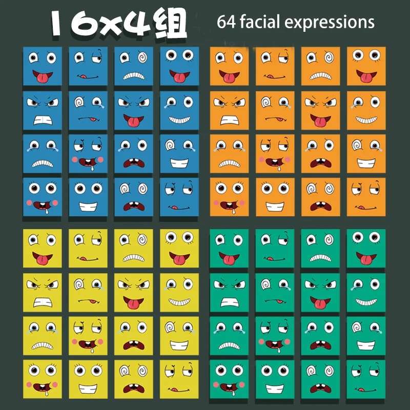 Wooden Educational Toys Gifts, Kid Board Game, Fun Challenge Face-changing Building Blocks Cube, Parent-child Interactiv