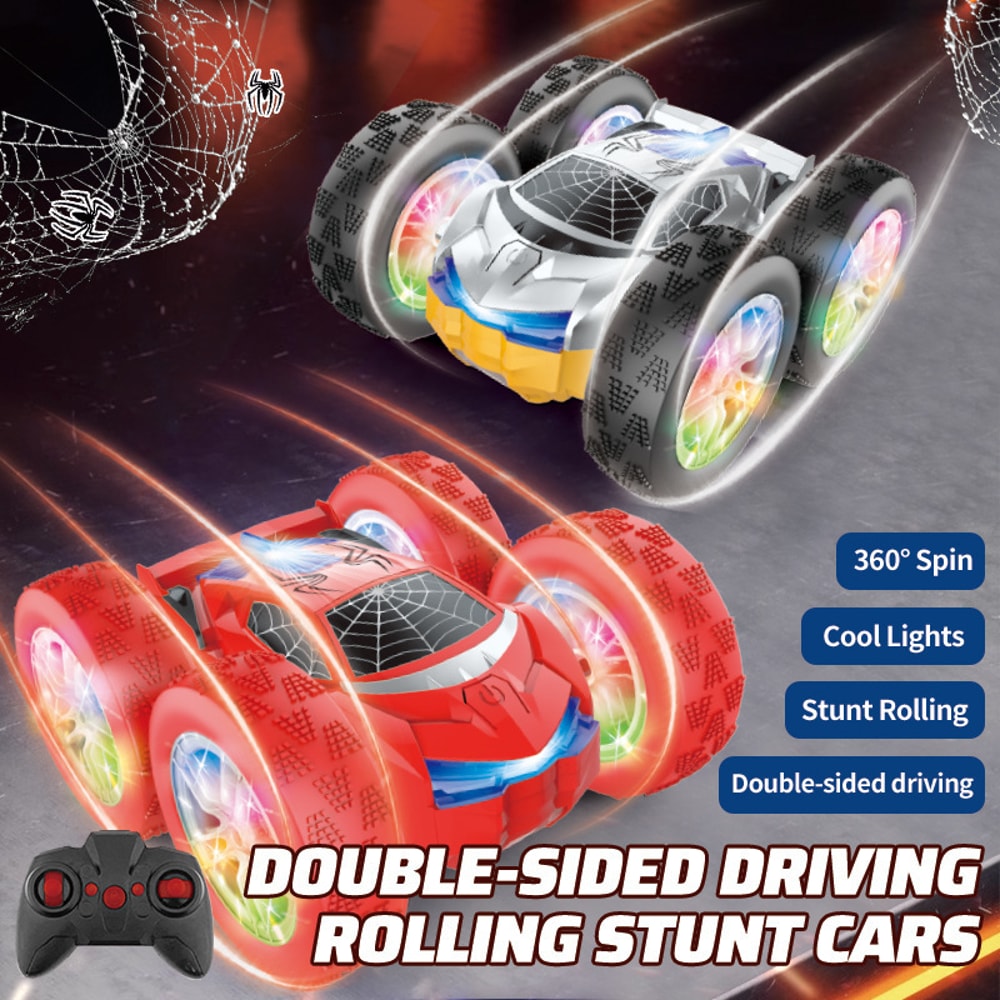 Four Wheel Drive RC Spider Trick HighSpeed Spinning Toy Car Anti Fall DoubleSided Lights For Kids 3