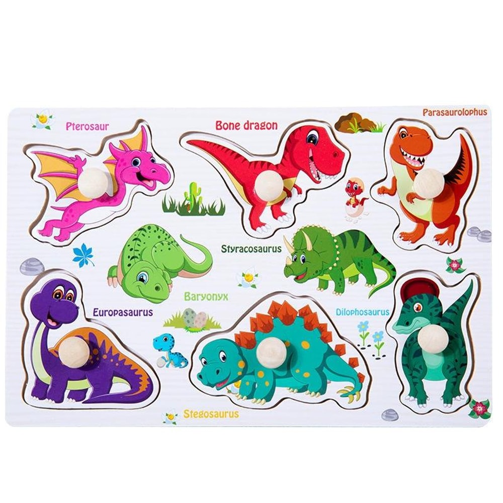 Handheld Montessori Baby Puzzle Matching Board Toy for Early Childhood Education with Cartoon Animals and Fruits