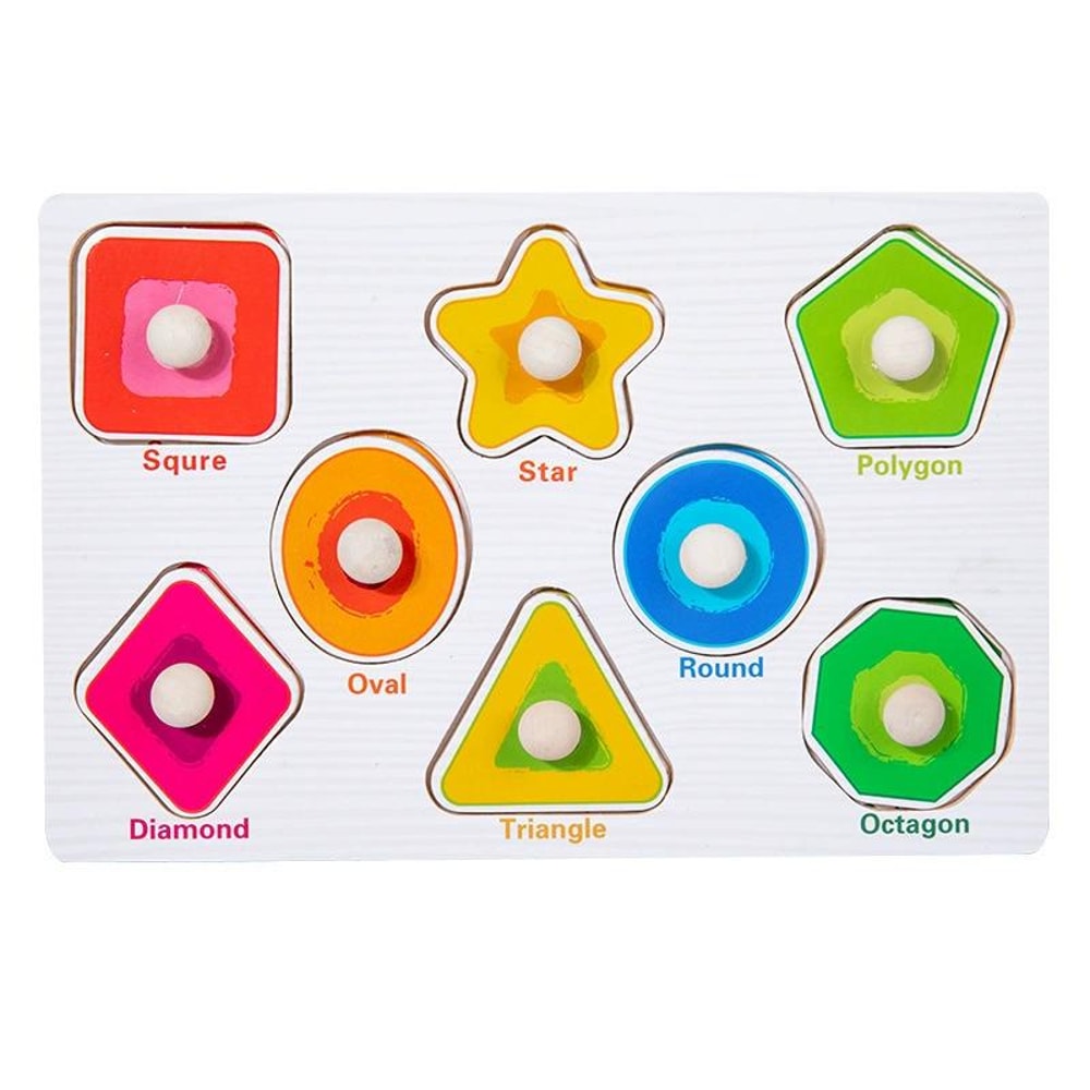 Handheld Montessori Baby Puzzle Matching Board Toy for Early Childhood Education with Cartoon Animals and Fruits