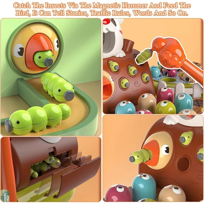 Rabbit Farm Montessori Toy Educational Harvest Game Insect Fishing Game For Kids 4