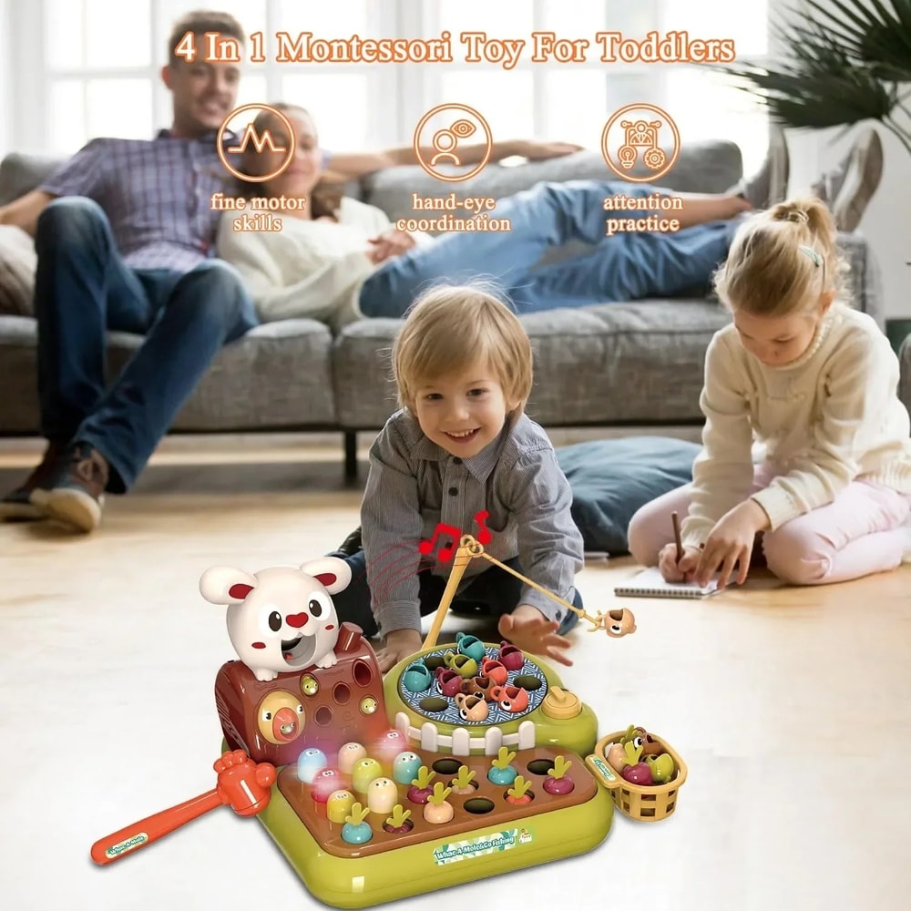 Rabbit Farm Montessori Toy Educational Harvest Game Insect Fishing Game For Kids 2