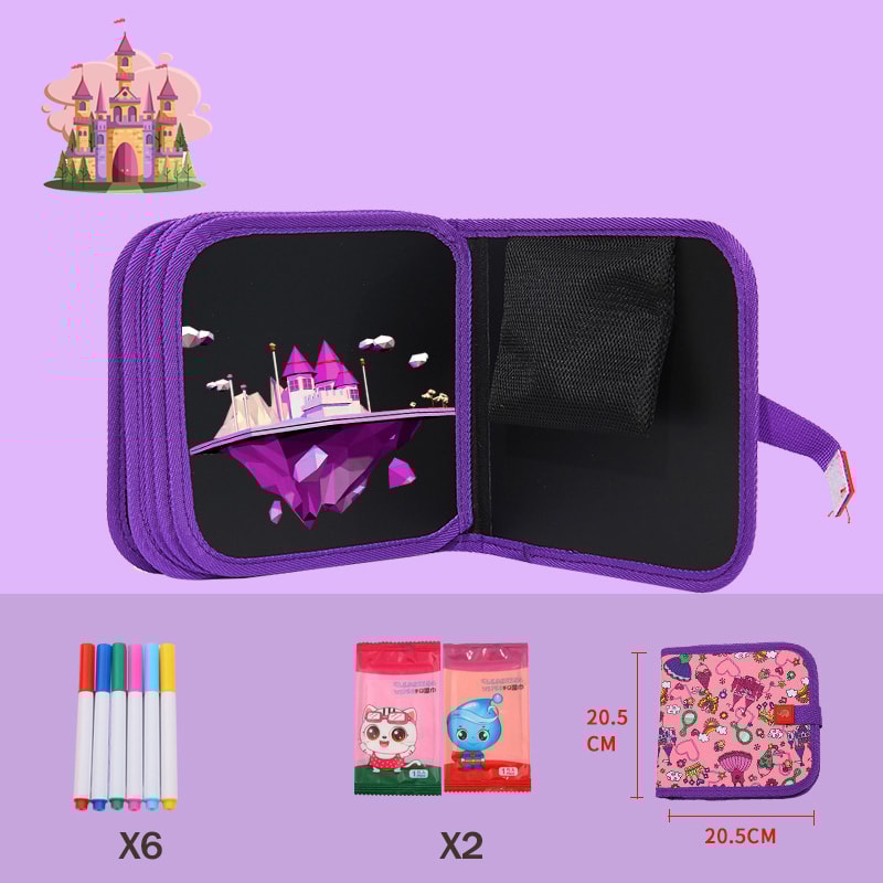 Portable Kids Cartoon Drawing Board Magic Blackboard Coloring Pen Reusable Paint Book Set For Early 3