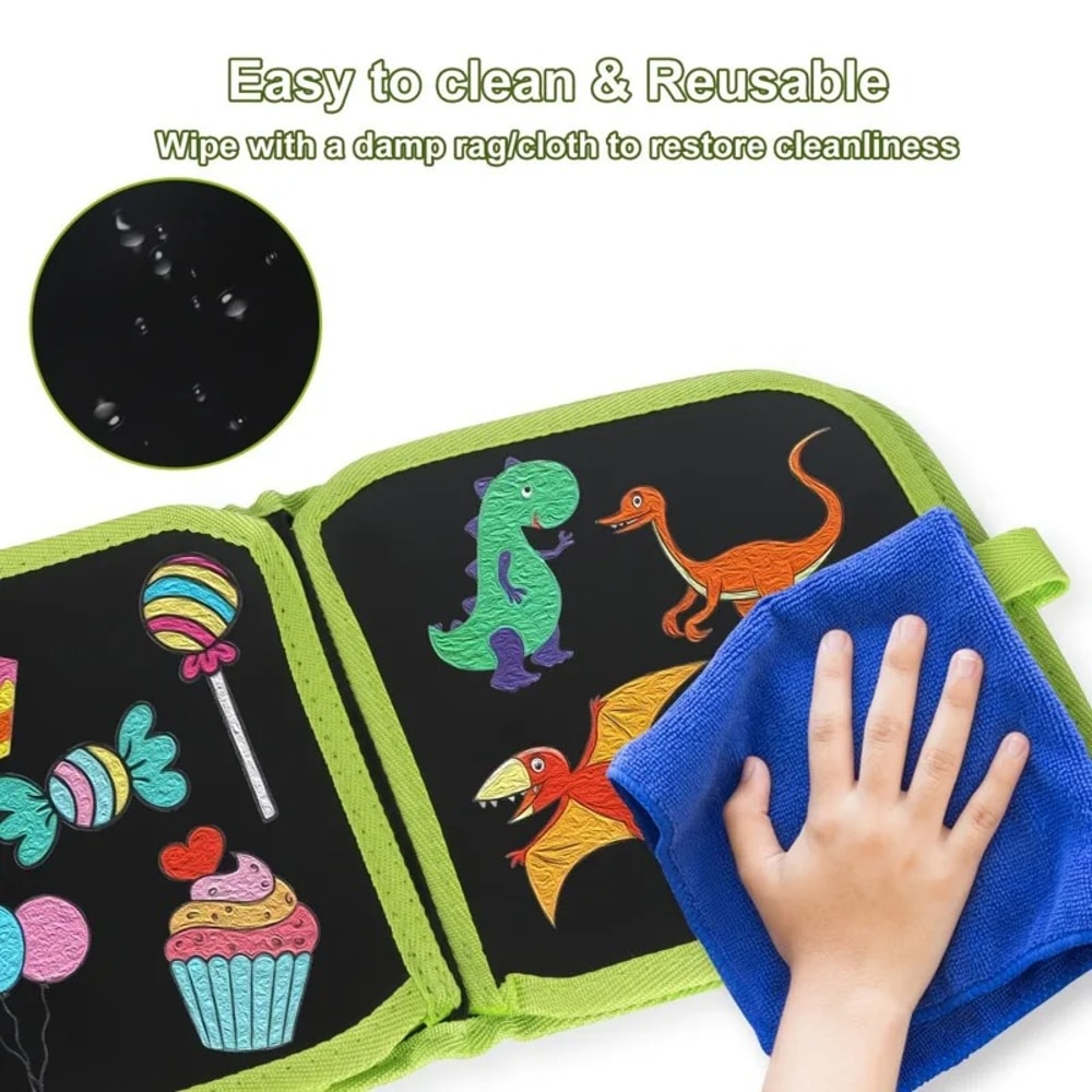 Portable Kids Cartoon Drawing Board Magic Blackboard Coloring Pen Reusable Paint Book Set For Early 4