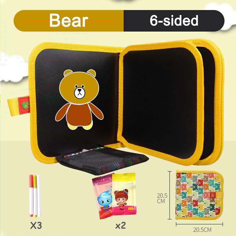 Portable Kids Cartoon Drawing Board Magic Blackboard Coloring Pen Reusable Paint Book Set For Early 8