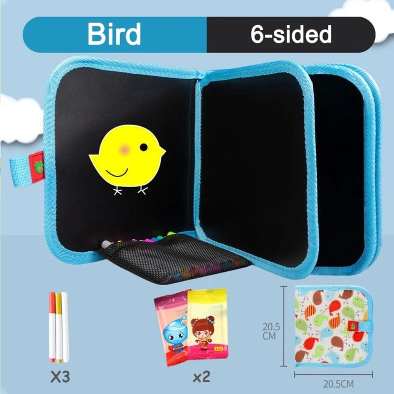 Portable Kids Cartoon Drawing Board Magic Blackboard Coloring Pen Reusable Paint Book Set For Early 9