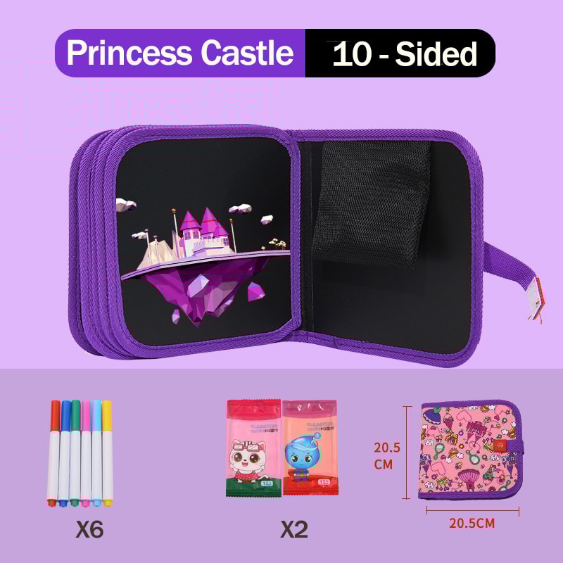 Portable Kids Cartoon Drawing Board Magic Blackboard Coloring Pen Reusable Paint Book Set For Early 17