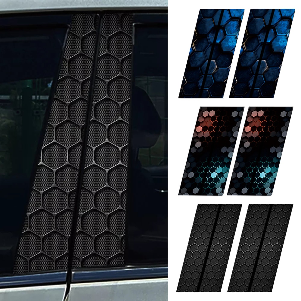 Waterproof Honeycomb BPillar Decal DIY Car Door Post Sticker For Automotive Accessories 0