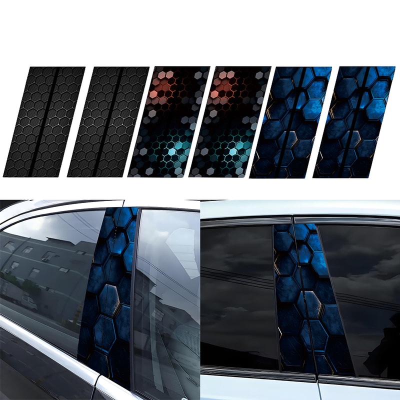 Waterproof Honeycomb BPillar Decal DIY Car Door Post Sticker For Automotive Accessories 1