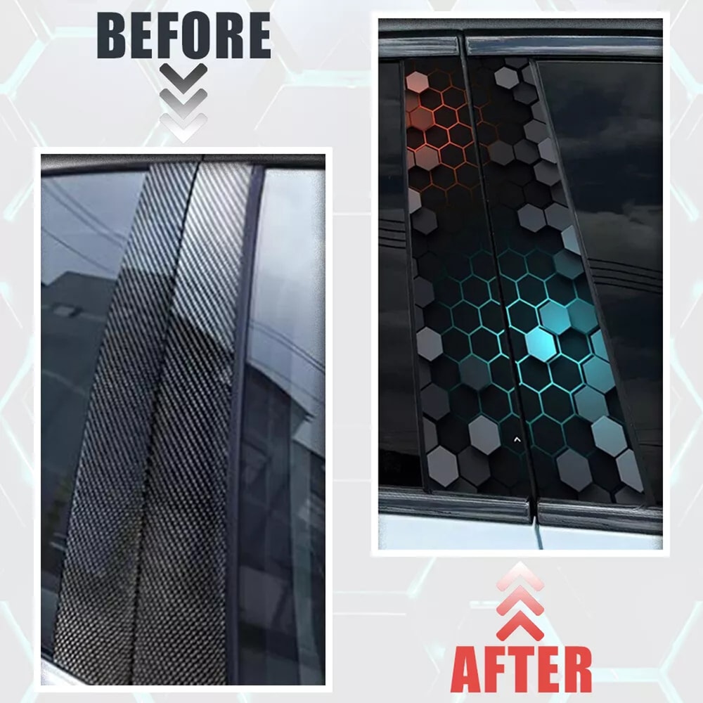 Waterproof Honeycomb BPillar Decal DIY Car Door Post Sticker For Automotive Accessories 2