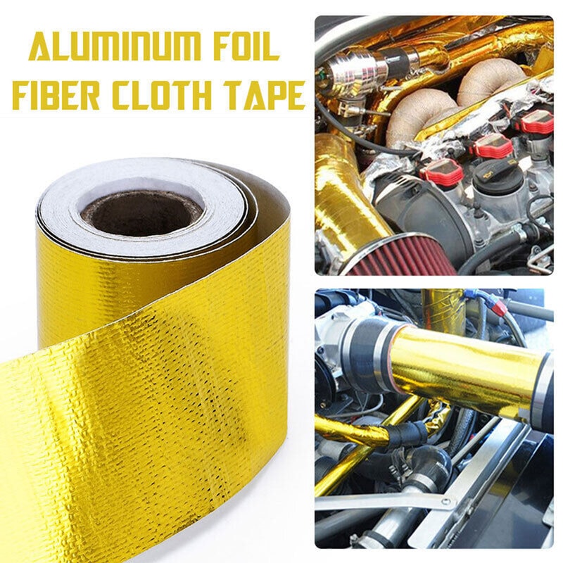 Golden SelfAdhesive Heat Shield Wrap Automotive Exhaust Tube Insulation Tape Auto Accessory 1