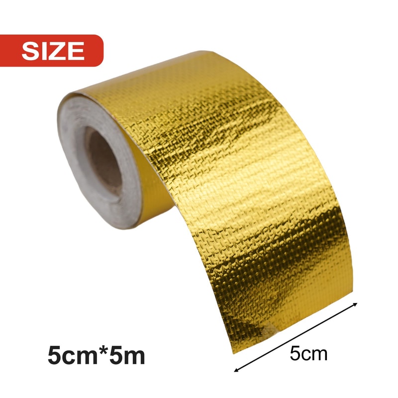Golden SelfAdhesive Heat Shield Wrap Automotive Exhaust Tube Insulation Tape Auto Accessory 2