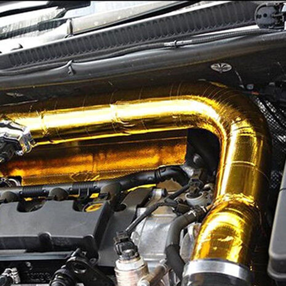 Golden SelfAdhesive Heat Shield Wrap Automotive Exhaust Tube Insulation Tape Auto Accessory 4