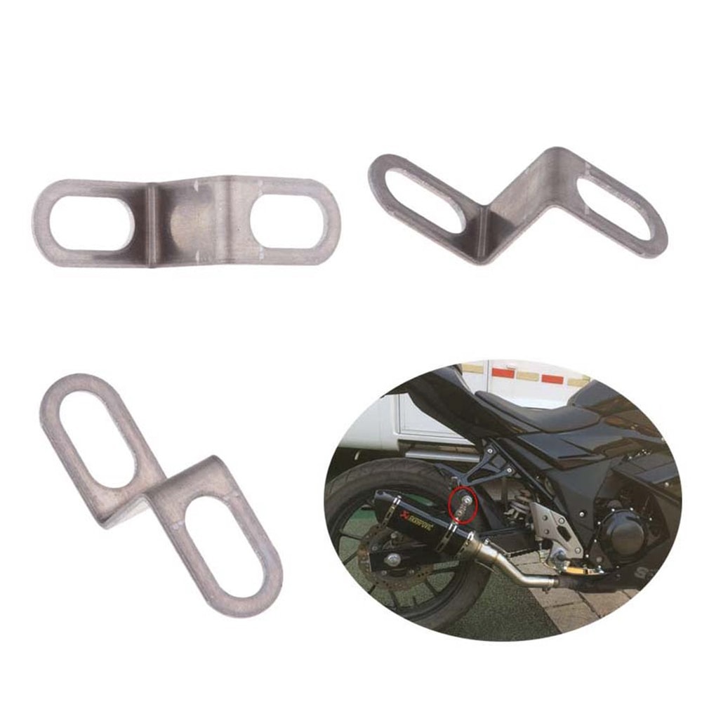 Stainless Steel Motorcycle Exhaust Muffler Pipe Clamp Bracket Z Type Mounting Protector Fixed 1