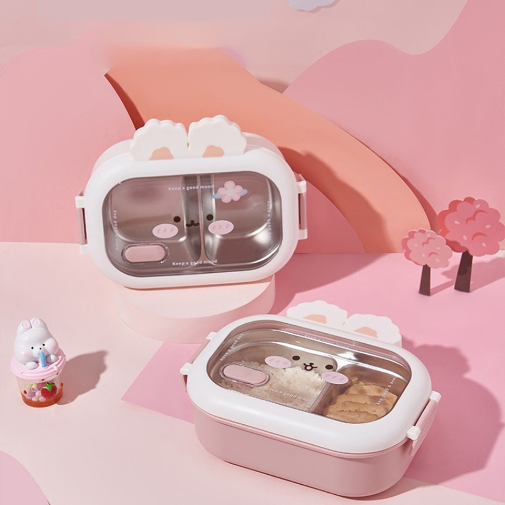 Portable Stainless Steel Lunch Box With Rabbit Design Large Capacity Sealed Bento Box For Kids Perf 0