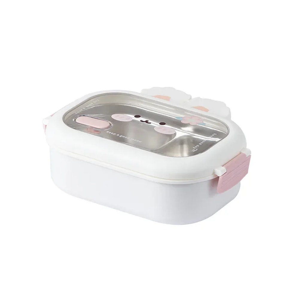 Portable Stainless Steel Lunch Box With Rabbit Design Large Capacity Sealed Bento Box For Kids Perf 3