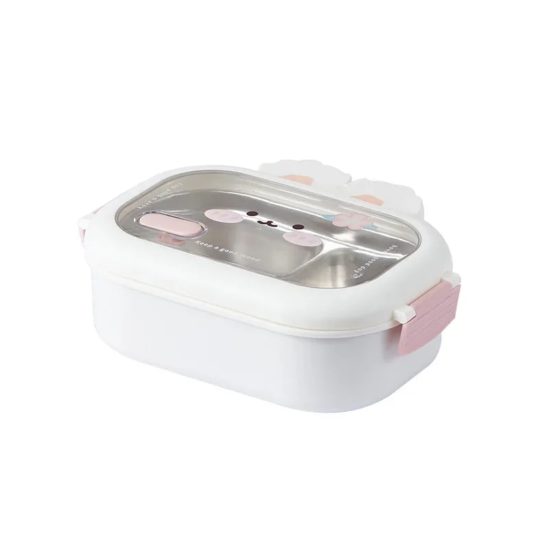 Portable Stainless Steel Lunch Box With Rabbit Design Large Capacity Sealed Bento Box For Kids Perf 3