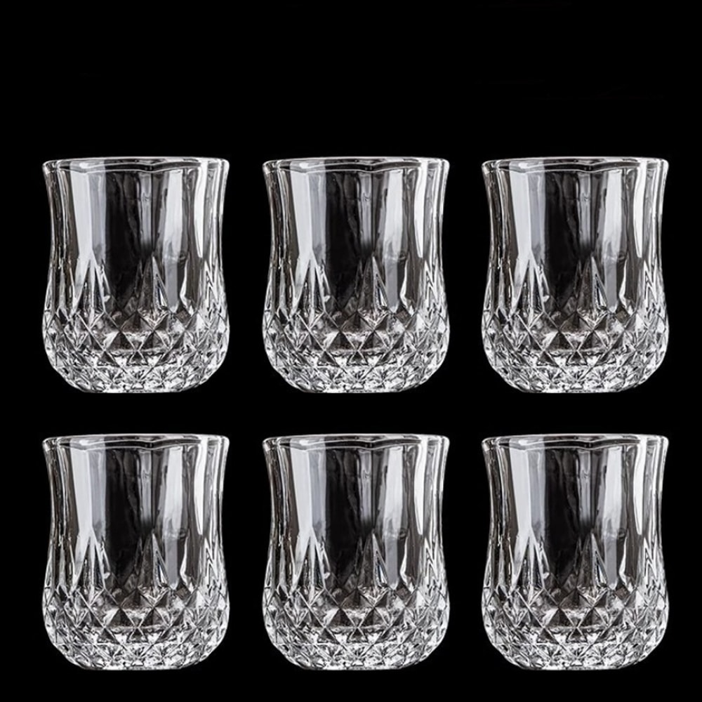 Vintage Relief Whiskey Glass Cup Diamond Shaped Mini Shot Glass Household Bar Drinking Tools 2