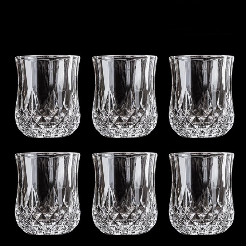 Vintage Relief Whiskey Glass Cup Diamond Shaped Mini Shot Glass Household Bar Drinking Tools 2