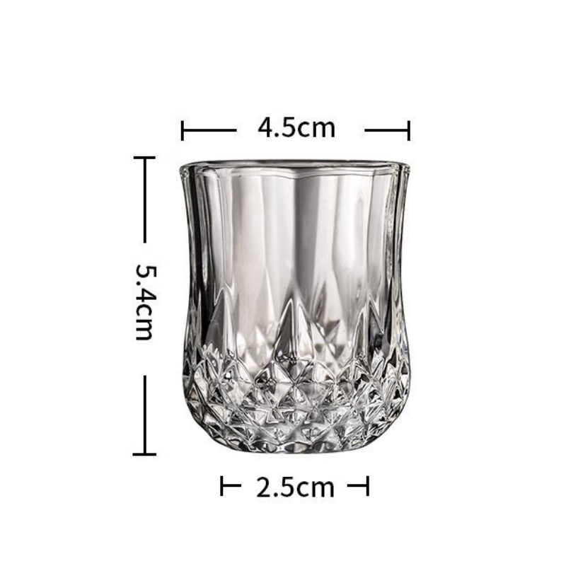 Vintage Relief Whiskey Glass Cup Diamond Shaped Mini Shot Glass Household Bar Drinking Tools 3