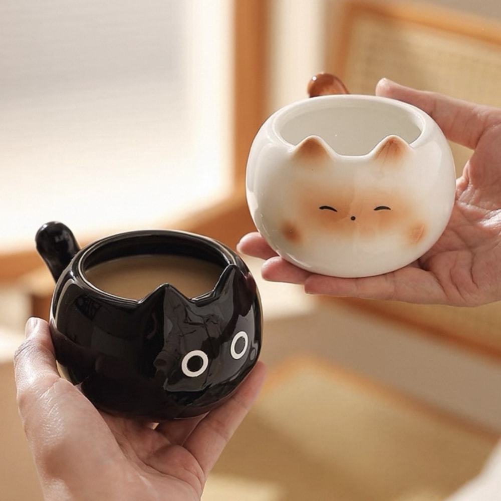 Creative Siamese Cat Shaped Ceramic Mug For Coffee Office Milk Drinking 0