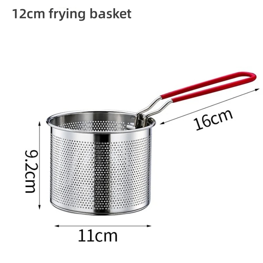 Kitchen Fry Basket Stainless Steel Fried Mesh Strainer Oil Pan Colander Noodle Spoon For French Fri 2