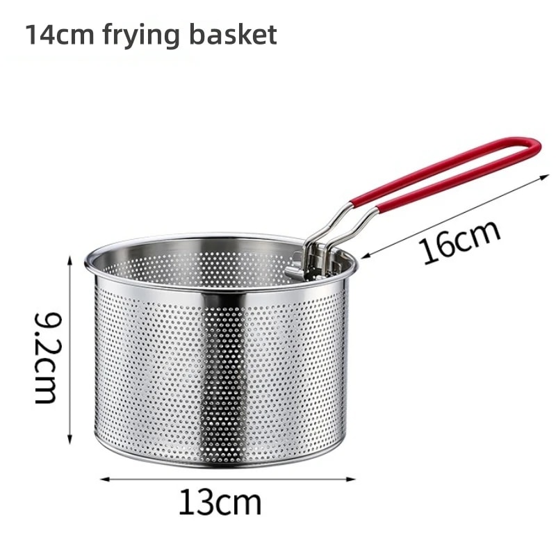 Kitchen Fry Basket Stainless Steel Fried Mesh Strainer Oil Pan Colander Noodle Spoon For French Fri 3