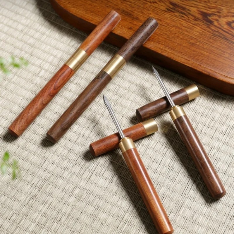 Rosewood Tea Set Accessories Sandalwood Tea Needle Handmade Small Ebony Stainless Steel Needle 1
