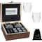 Whiskey Stones Glasses Set For Men Fathers Day Gift Granite Ice Block In Wooden Bottle Box For Dad 0